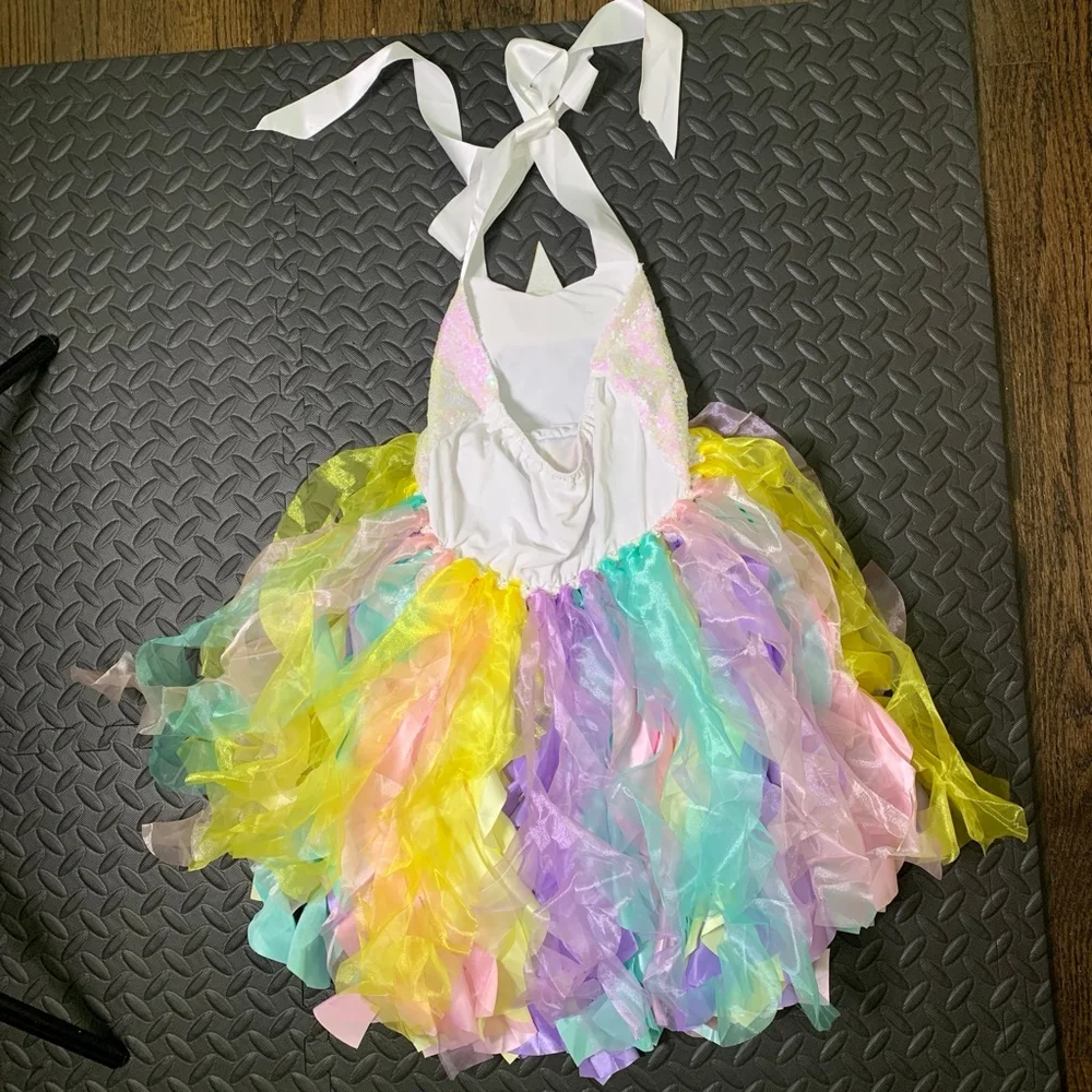 Childrens Girls Princess Unicorn Flower Tutu Dress Ball Gown Birthday Halloween